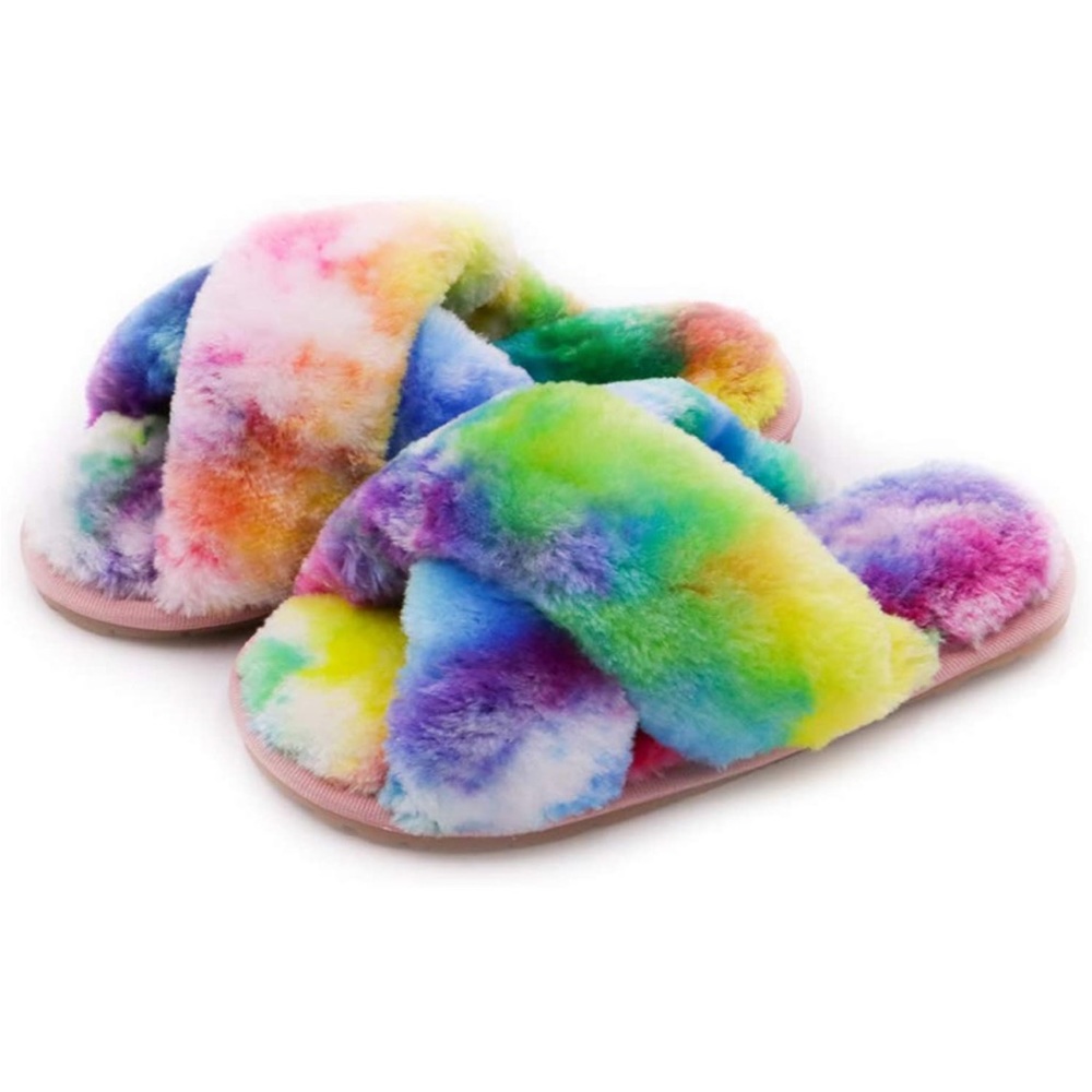 Tie-dye Fuzzy House Slippers